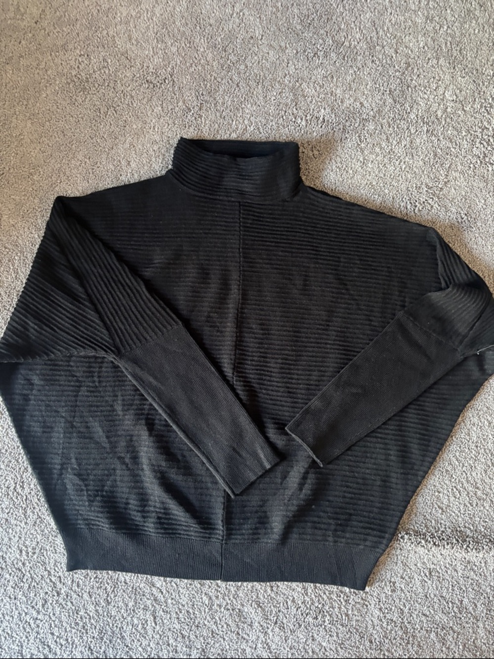 Women’s Dolman Sleeve Black Ribbed Turtleneck Sweater - Modern Fit
